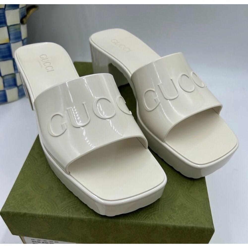 Women’s Gucci, rubber block, low heel slides, size 41 made in Italy